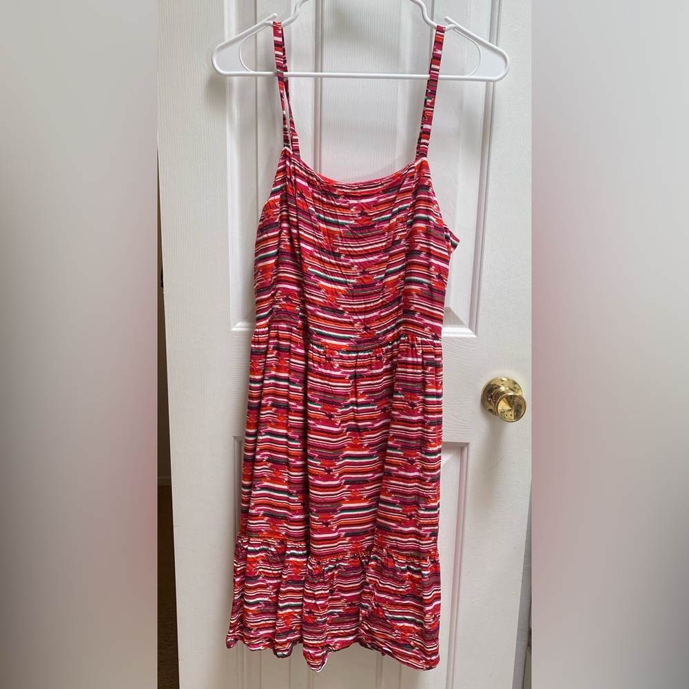 LOFT summer sun dress red striped size 6